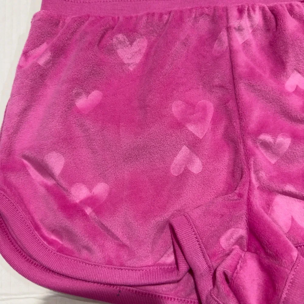 Member's Mark Girls Pink Heart Fleece Cozy Pajama Set 2pc Shorts Top Size M 7/8